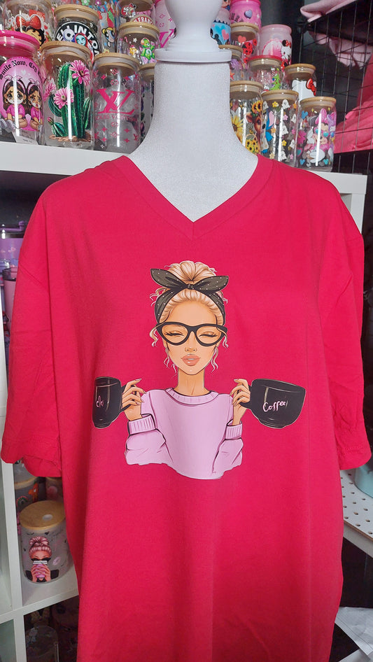 COFFEE BOSS GIRL V-NECK T-SHIRT