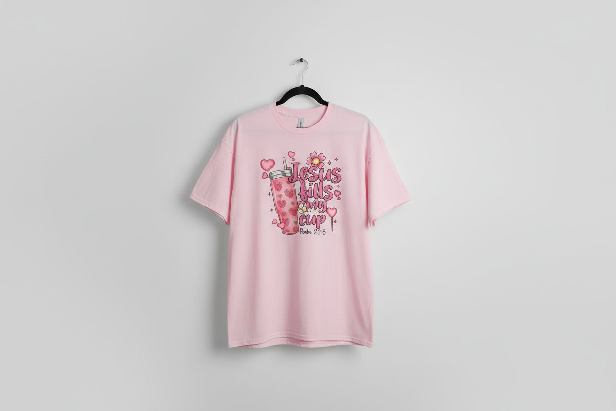 Jesus fills my cup Crew neck T-shirt #3977