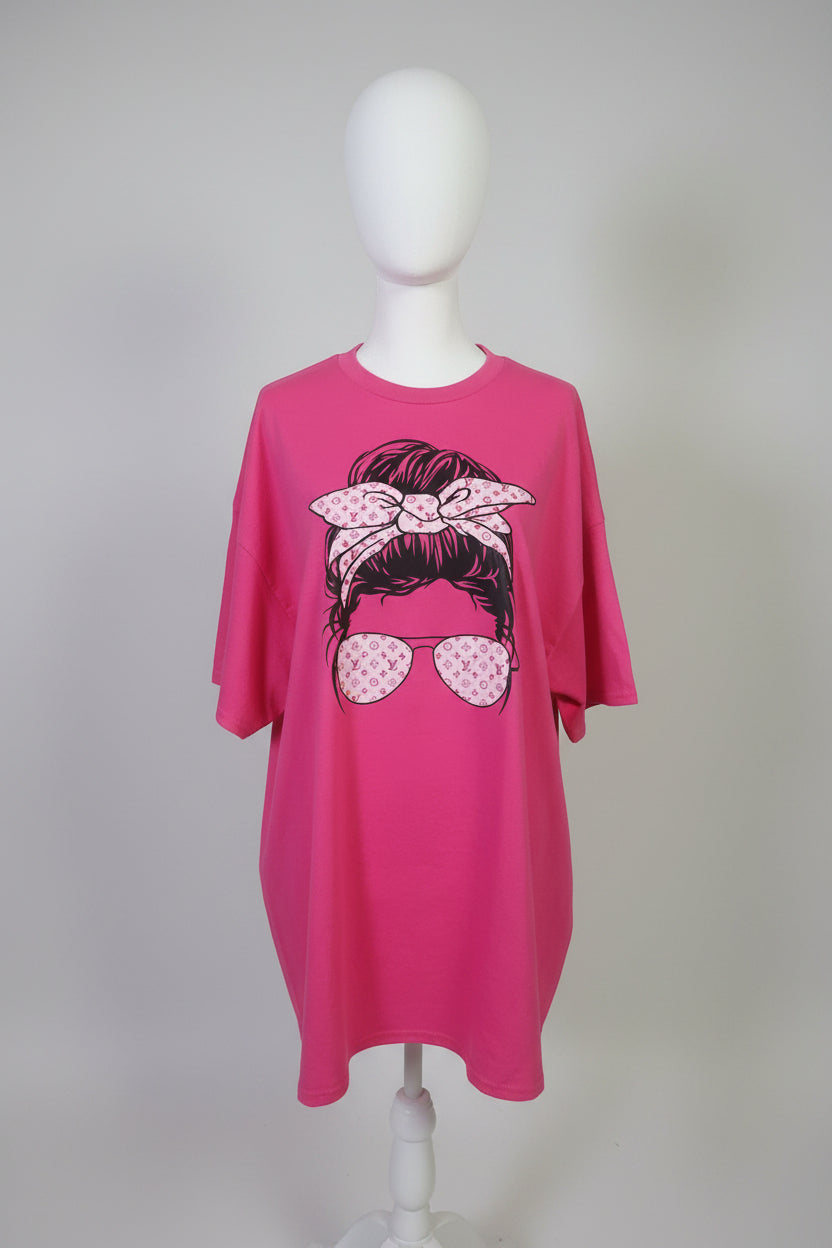 Lady bun   CREW NECK T-SHIRT #3801