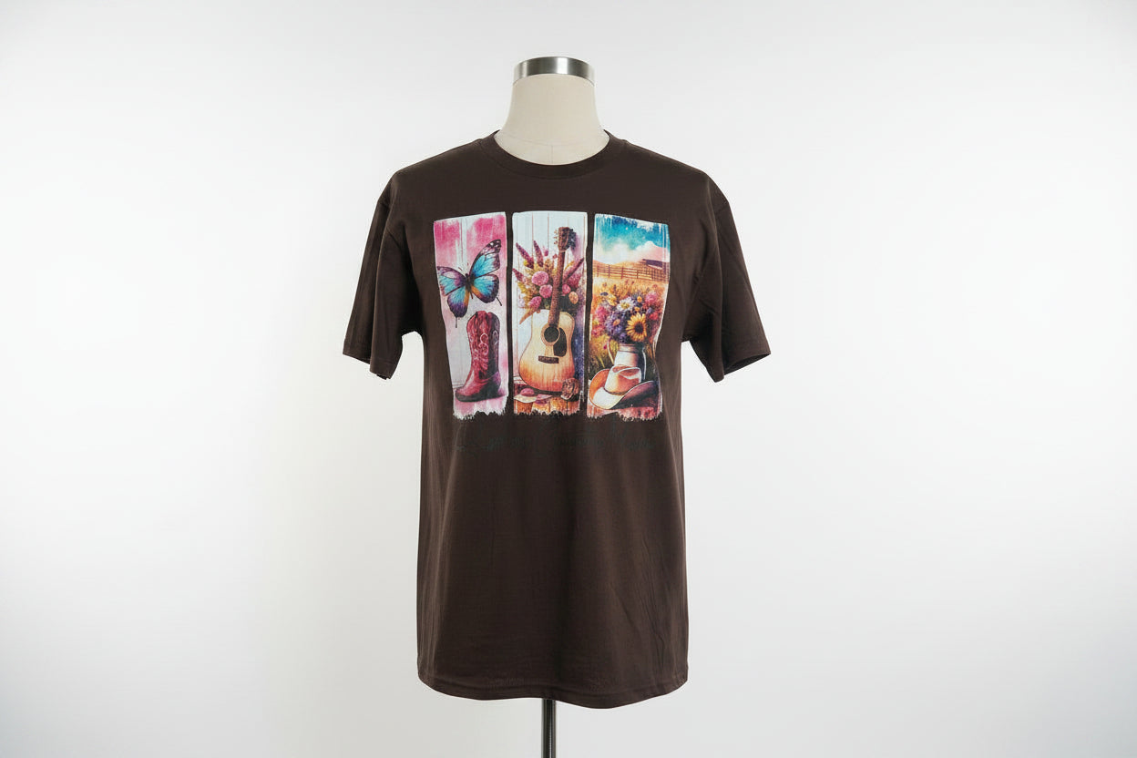 Raised Country Music crew neck t-shirt #3874