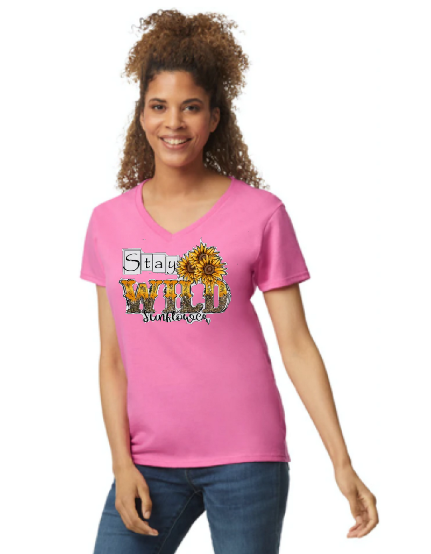 "Stay Wild" Sunflower Print T-shirt