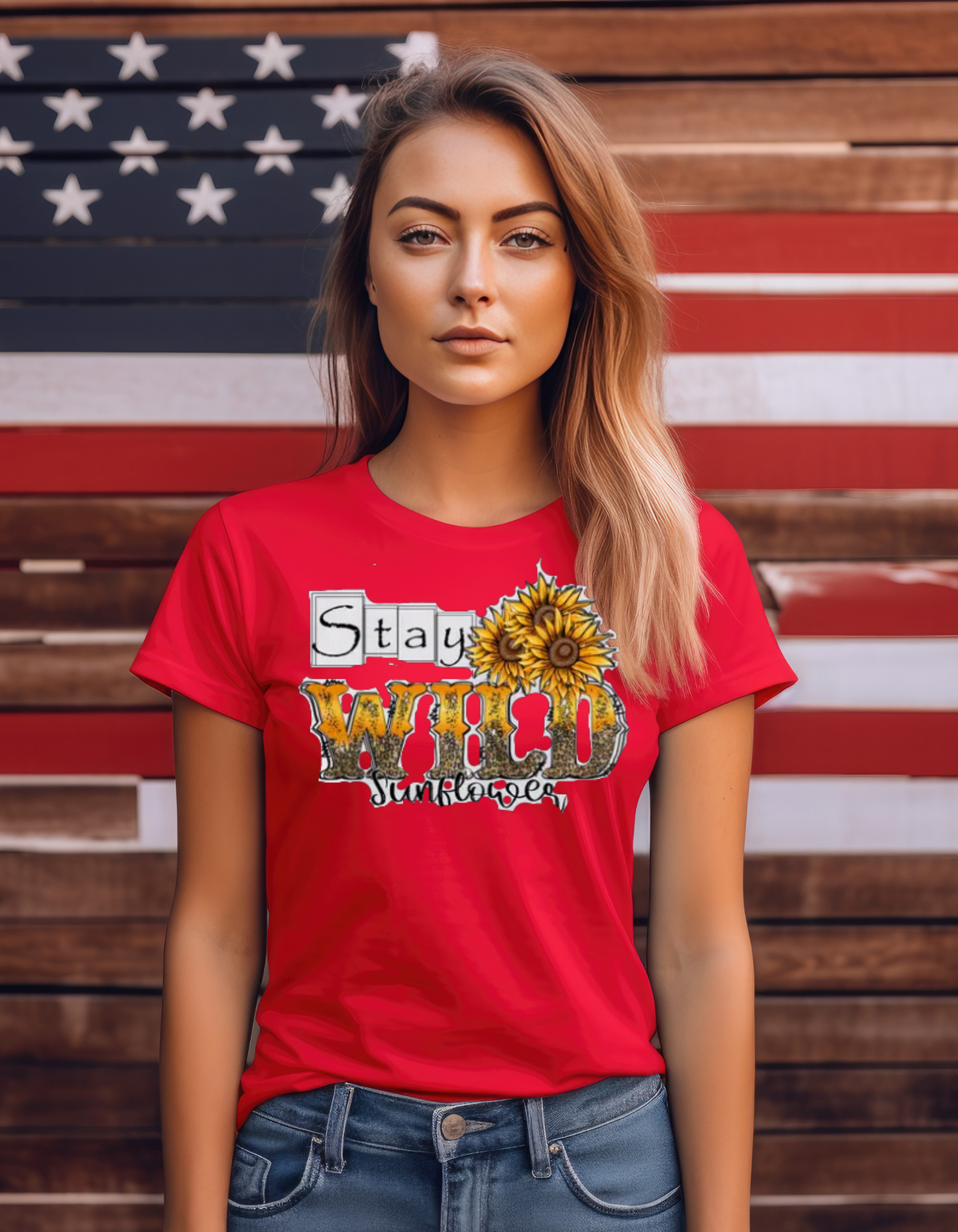 "Stay Wild" Sunflower Print T-shirt