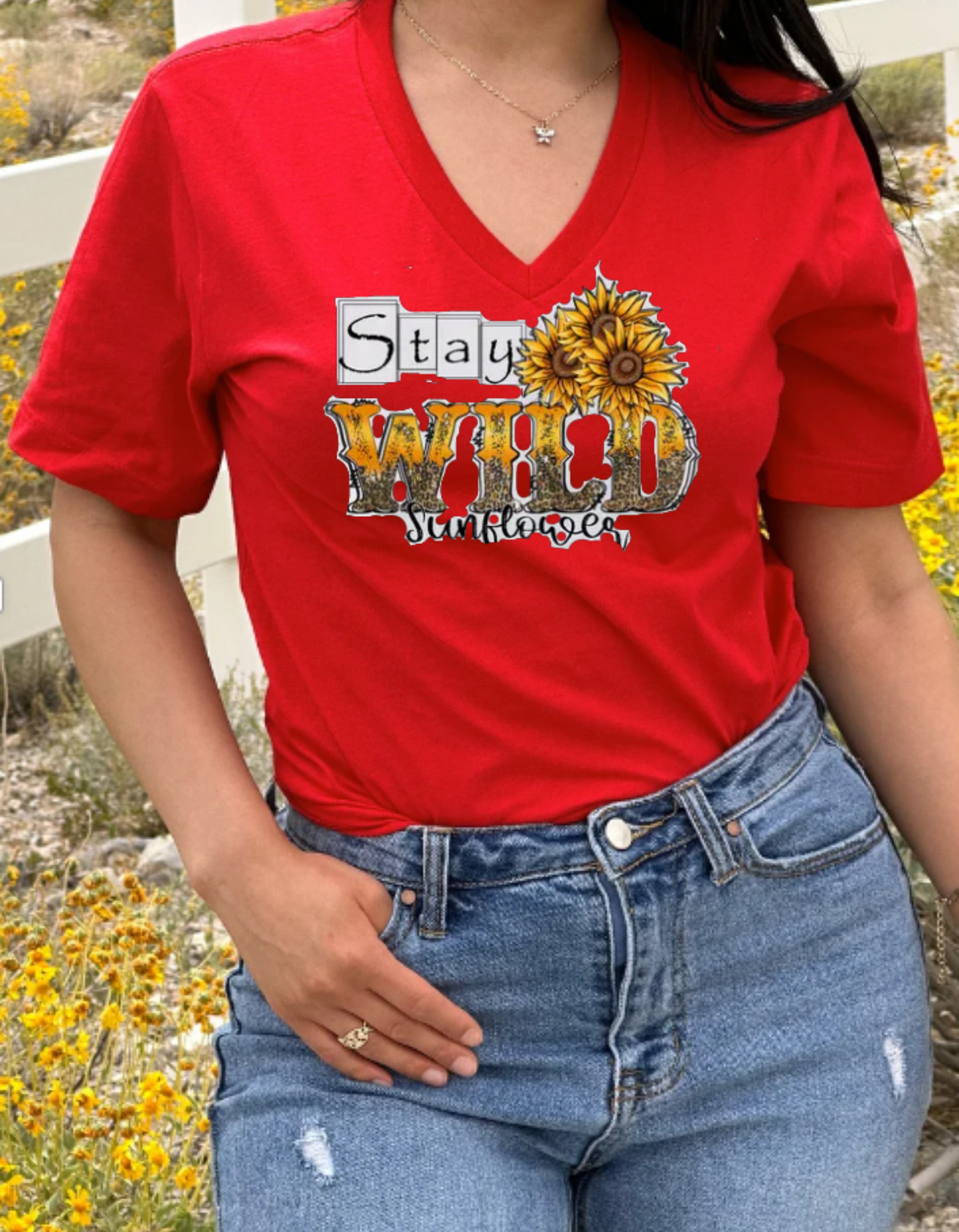 "Stay Wild" Sunflower Print T-shirt